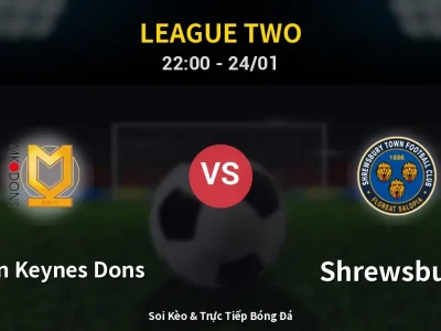 Soi Kèo Milton Keynes Dons vs Shrewsbury – 22:00 24/01 | Nhận Định, Dự Đoán Tỷ Số