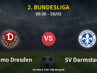 Kết Quả: Dynamo Dresden 3-1 SV Darmstadt 98 – Highlight & Bàn Thắng | 2. Bundesliga